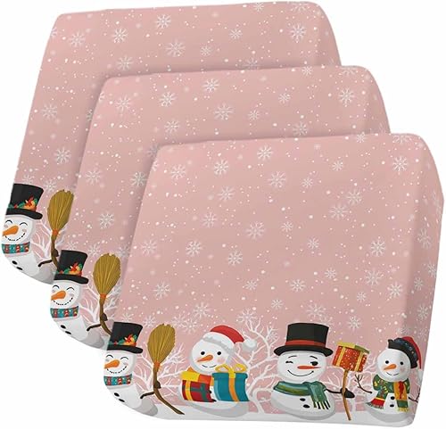 Miniatura 39 de Fundas de cojín para sofá de Navidad con diseño de muñeco de nieve rosa, funda elástica para sofá con parte inferior elástica, fundas de sofá