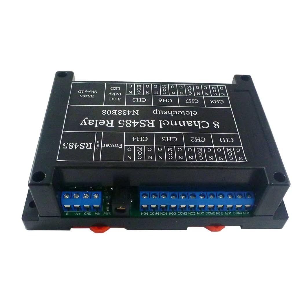 eletechsup 8-Channel RS485 Relay Module, 12VDC Modbus RTU Serial Port Switch for PLC Industrial Automation, Remote Control Smart Home, CCTV PTZ Camera, Programmable with Enhanced Protection