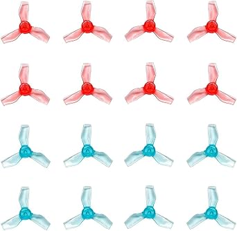 Gemfan 31mm 1219 3-Blade Propeller with 1.0mm Center Hole for Micro Tiny Whoop FPV Racing Quadcopter Blue & Red, 16pcs - 8CW 8CCW