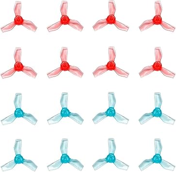 Gemfan 31mm 1219 3-Blade Propellers with 1.0 mm Center Hole for Micro Tiny Whoop FPV Racing Quadcopter Blue & Red, 16pcs - 8CW 8CCW