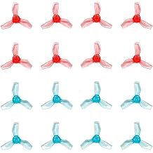 Gemfan 31mm 1219 3-Blade Propellers with 1.0 mm Center Hole for Micro Tiny Whoop FPV Racing Quadcopter Blue & Red, 16pcs - 8CW 8CCW