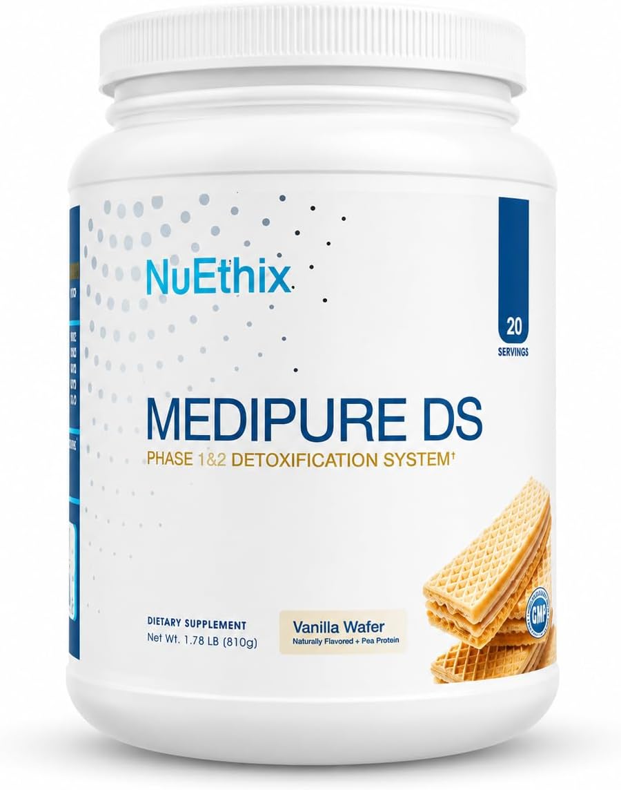 NuEthix Formulations Medipure DS with Pea Protein Phase 1 & 2 Detoxification System, Supplement to Help Support the Body’s Natural Detoxification Process, Vanilla Wafer (Non-Caffeinated), 20 Servings