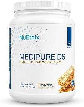 NuEthix Formulations Medipure DS with Pea Protein Phase 1 & 2 Detoxification System, Supplement to Help Support the Bodys Natural Detoxification Process, Vanilla Wafer Non-Caffeinated, 20 Servings