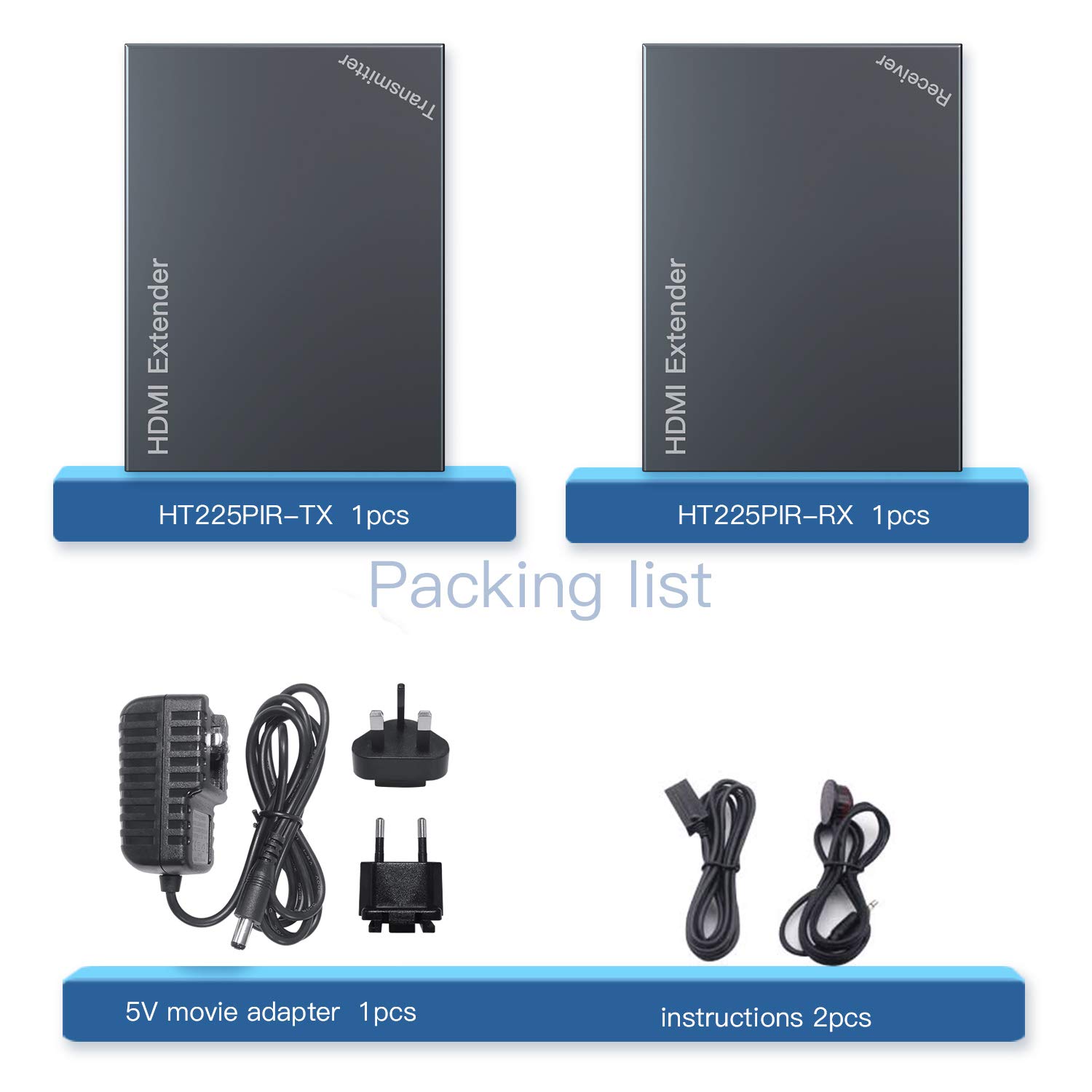 Extender HDMI IR, 1080P a 60Hz con uscita locale, estende la trasmissione fino a 50 m di lunghezza su cavo CAT5e/CAT6/CAT7, con un adattatore di alimentazione