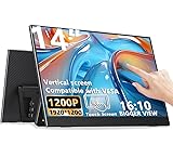 MAFNKOU 14' Touchscreen Portable Monitor, 16:10 1920×1200 IPS HDR Vertical Monitor, VESA Compatible USB-C Second Screen for Laptop Mac Pc Android (No Touch for iPhone/iPad/Consoles)