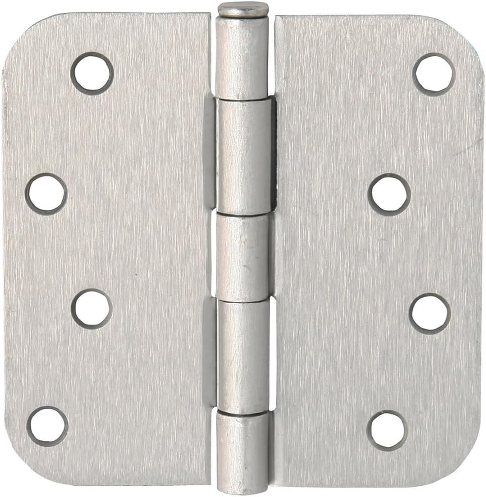 Design House Door Hinges for Interior Doors 6-Pack 4-inch x 4-inch – Rounded 5/8-inch Radius Steel Door Hinge – Satin Nickel – Fits Standard Doors – Design House 189704