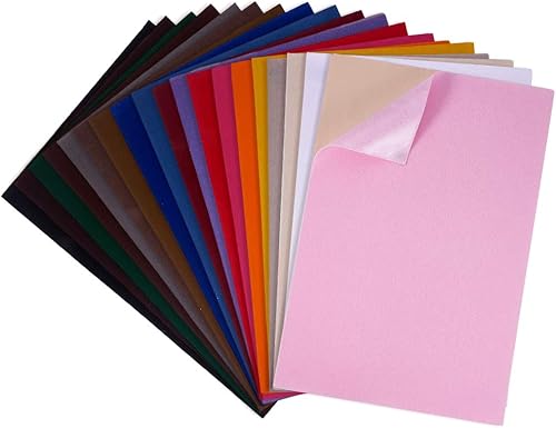 BENECREAT 19 piezas de tela de terciopelo de colores mixtos de 8.3 x 11.8 pulgadas, hojas traseras adhesivas A4, hoja de tela de terciopelo