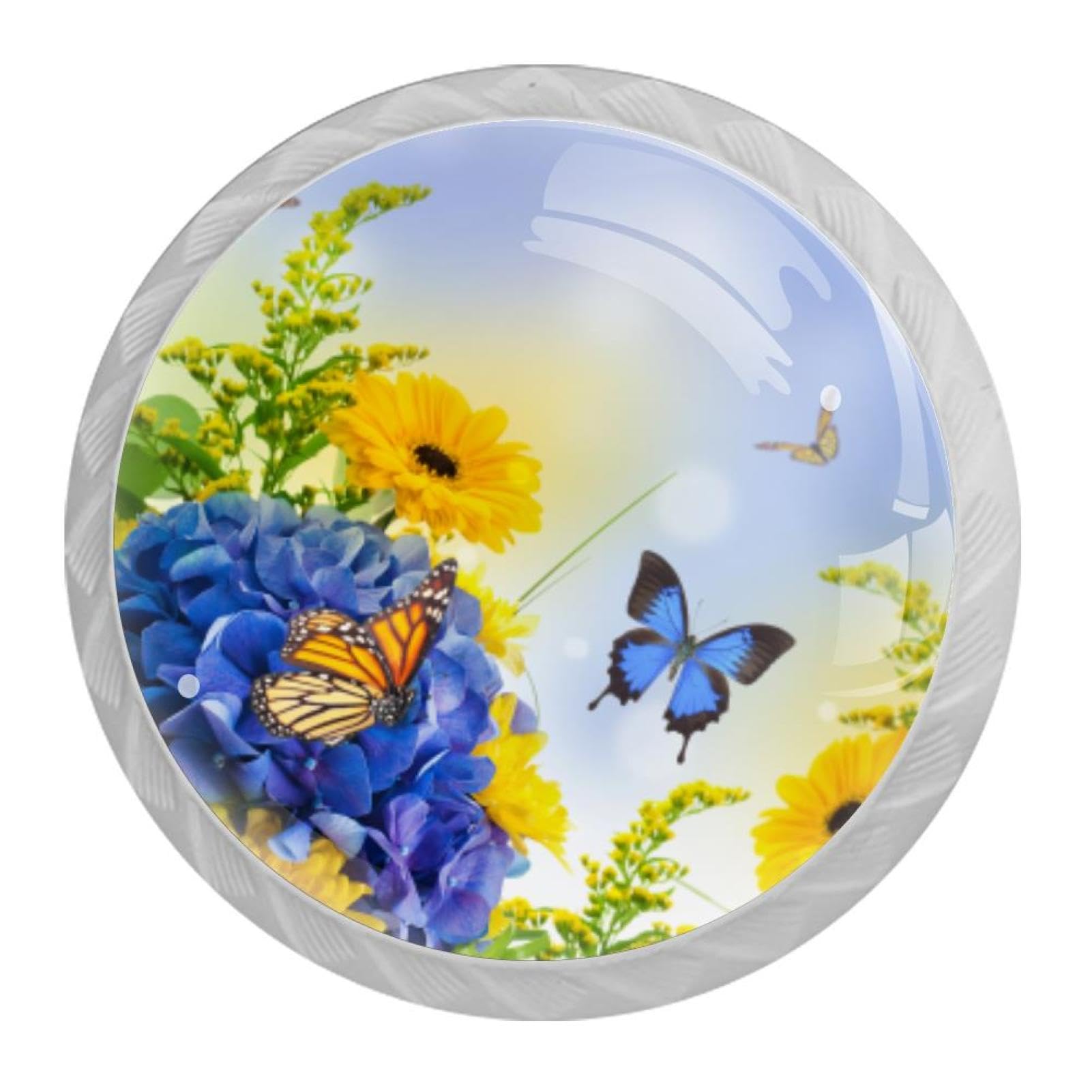 Tqmspg Multi10 4 Pieces Drawer Pulls Flowers And Butterfly Door Knobs Dresser Handles For Kitchen Wardrobe Cupboard Hardware Furniture