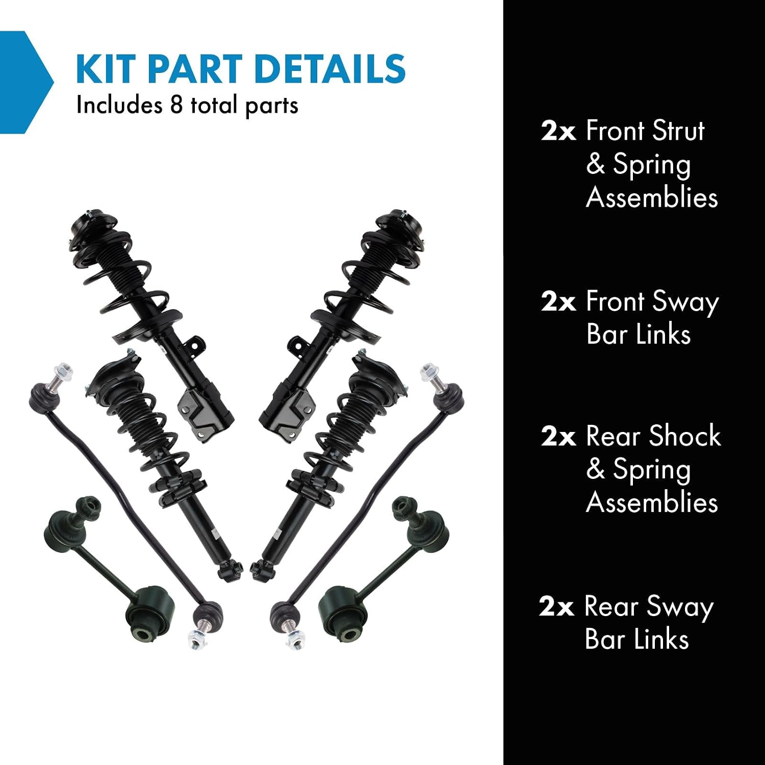 TRQ Front and Rear Suspension Kit Complete Strut & Coil Spring Assembly Shock & Spring Strut Assembly Sway Bar Stabilizer Link Compatible with 2015-2017 Subaru Outback