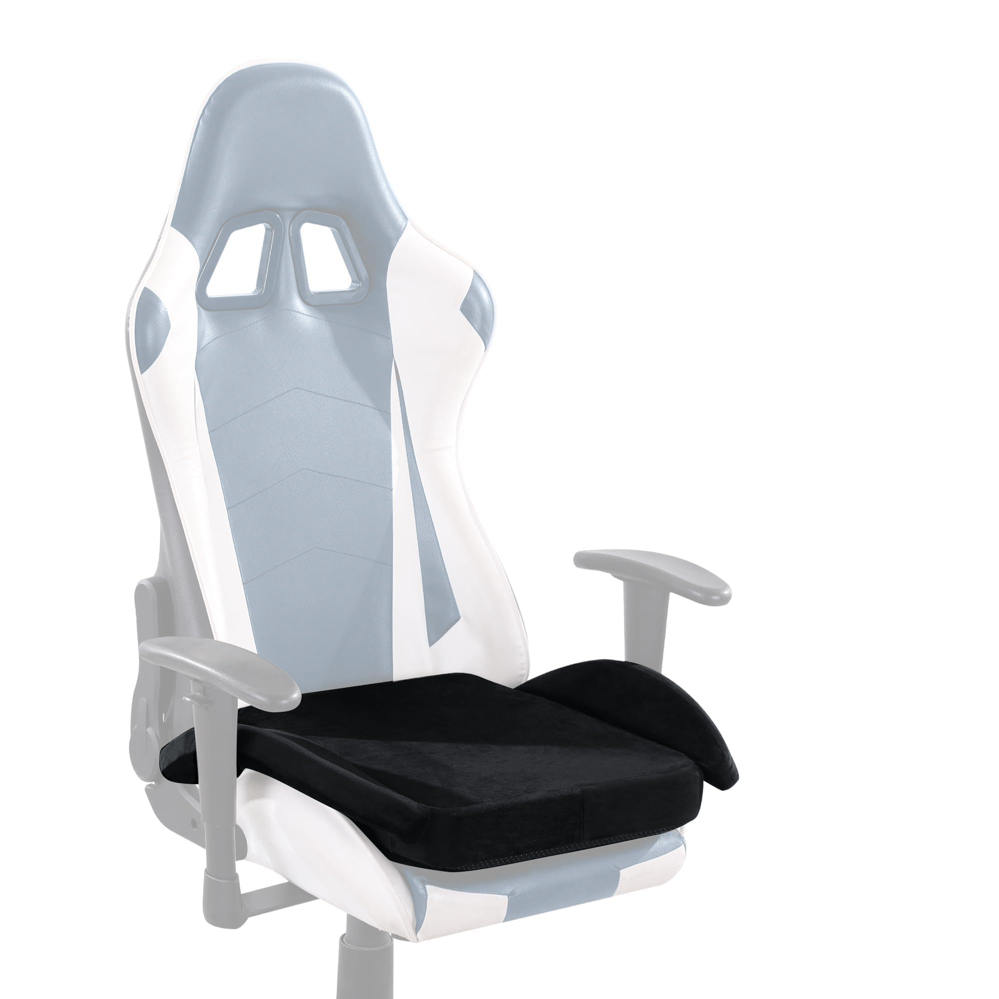 TOPROUD Gaming Chair Seat Cushion, Ergonomic Tailbone Support Pad for Long Sitting, Foam Office Chair Cushion with Washable Velvet Cover, Non-Slip Bottom, 23"x19"x2.7" (Black)
