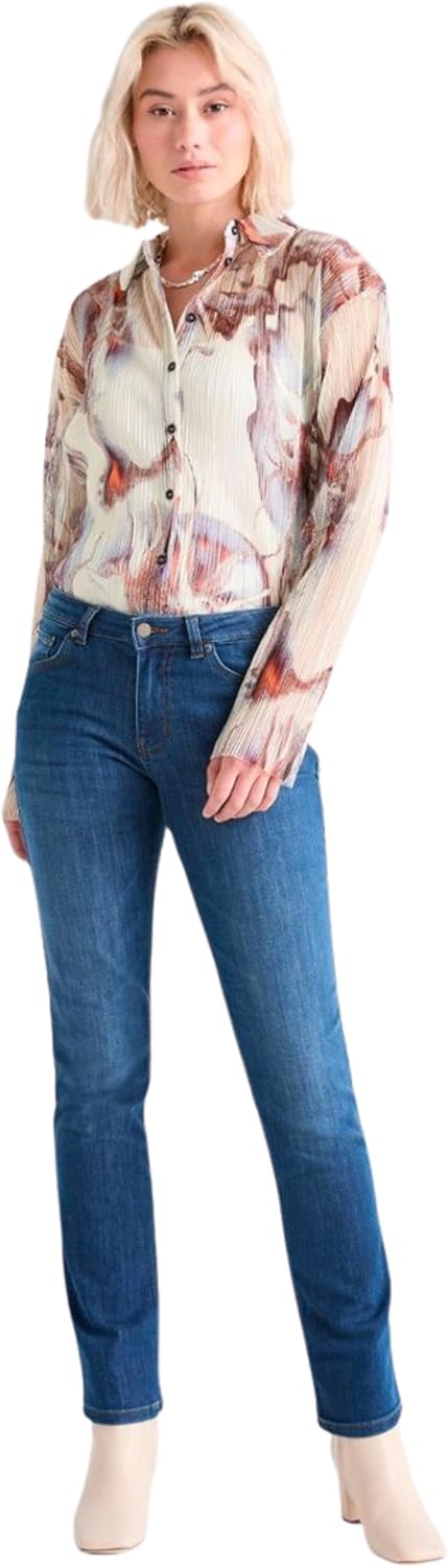 DUER Women's Performance Denim Slim Straight, Stretch Pants, Durable Work Comfort, Active Travel Gear