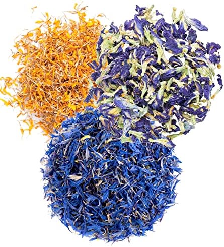 A D Food & Herbs Combo of Dried Butterfly Pea Flower/Marigold/Blue Corn Flower Petals Aromatic Edible for Homemade Lattes, Tea Blends, Bath Salts, Gifts, Crafts each pack (100 Gms)