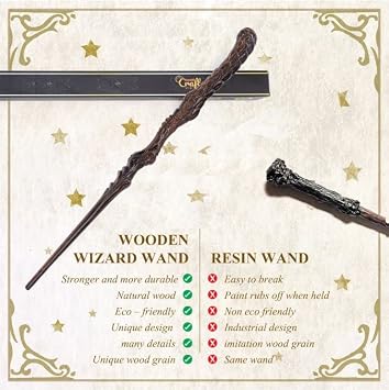 Handicraftviet Phoenix's Tail Wand, Hand Carved Wooden Wizard Wands for Magical Adventure, 15In Wood Wands for Child and Adult, Great Party Costume Accessory for Halloween Cosplay - 1pc