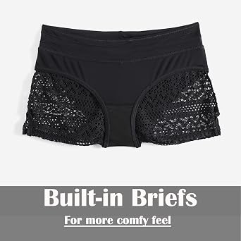 Womens Lace Swim Short Bathing Suit Short Boy Shorts Low Rise Swim Bottoms
