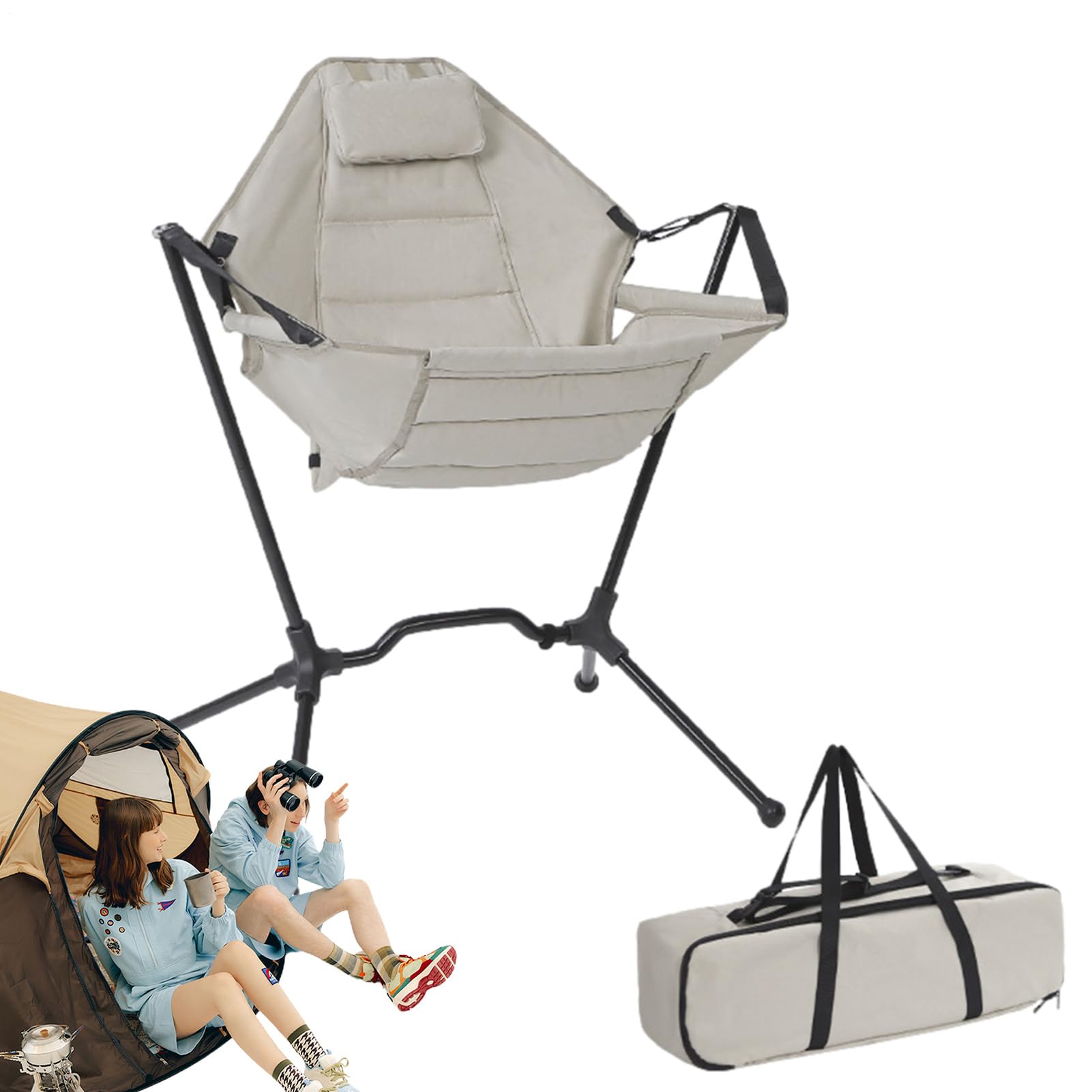Chaise de camping portable avec dossier oscillant pour terrasse et fête