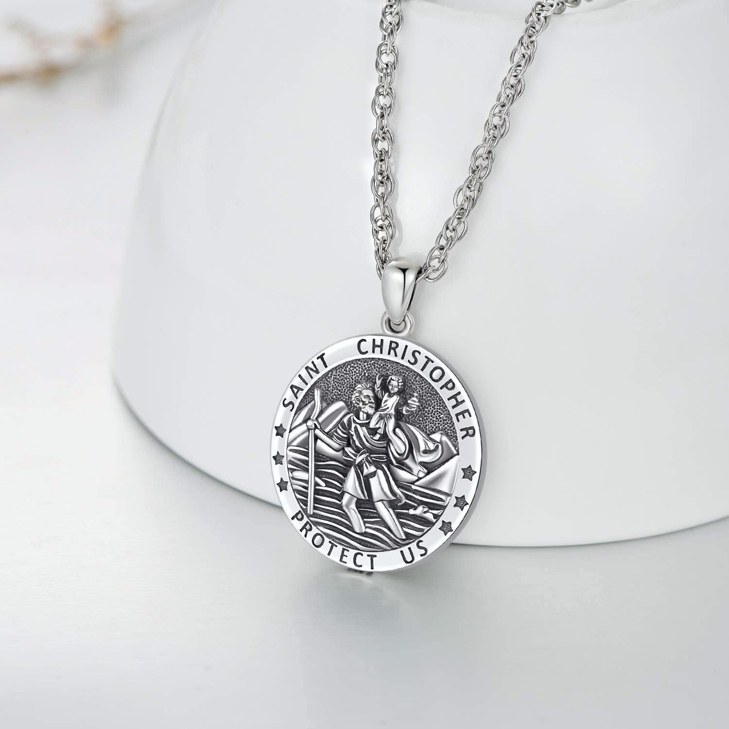 Saint Necklace S925 Sterling Silver Patron St Amulet Medal Protection Pendant Jewelry for Men Women - Image 3