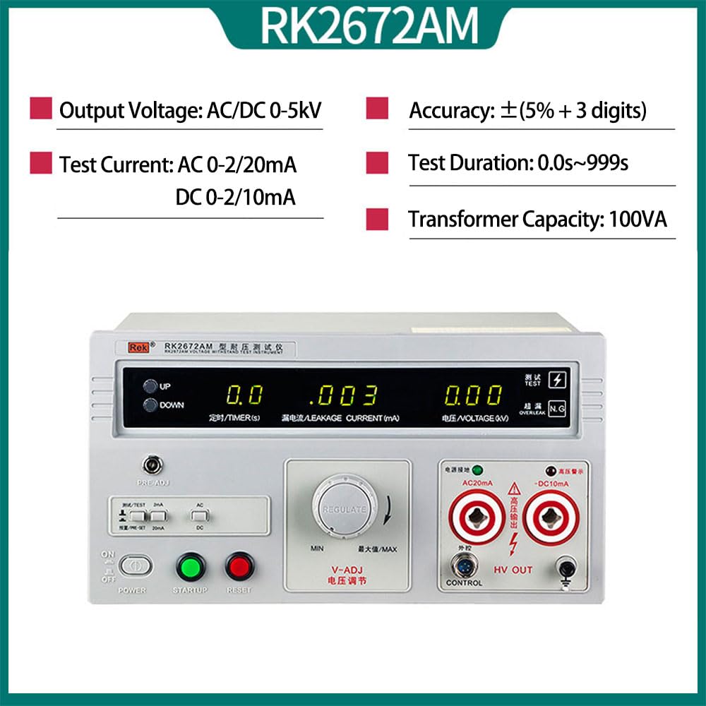 RK2672AM AC 5kV 20mA DC 5kV 10mA Withstand Voltage Tester Hipot Tester Accuracy 5%