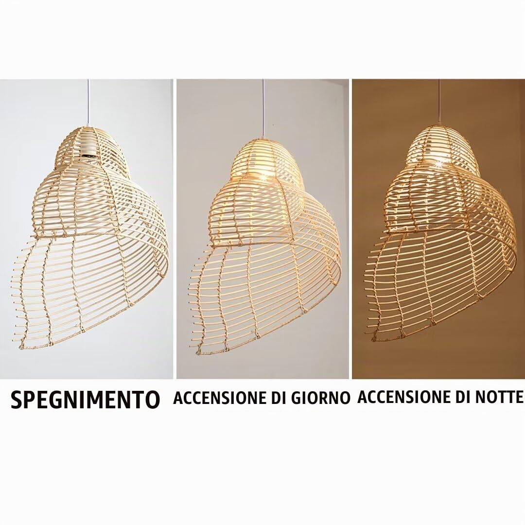Lampada a sospensione in bambù fatta a mano Splendida lanterna a tessitura Lampadario Lampada da soffitto Illuminazione a soffitto per ristorante, soggiorno, bancone bar