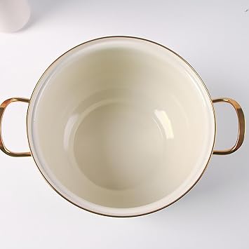 Enamel Cooking Pot with Lid,Deep Vintage Flower Stew Cooking Pot, Nonstick Thicken Saucepan with Glass Lid and Dual Handles, Large Soup Pot Safe for Induction Cookers and Stove,3L/2.7 quarts