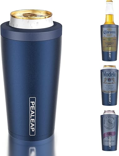 Miniatura 9 de Enfriador de latas delgado 4 en 1 para latas de 12 onzas y botellas de cerveza, mantiene 8 horas frías, fácil de sostener, soporte de latas de acero