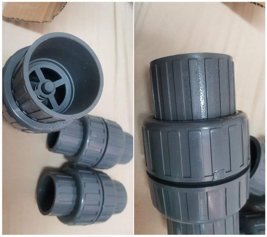 Water pump filter，Water filter pump， Inline Check Valve,Check Valve,Plastic Check Valve,32-63mm Inner Diameter PVC One Way Non Return Valve Pipe Fitting for Garden Irrigation Aquarium Fish Tank,1pcs(6