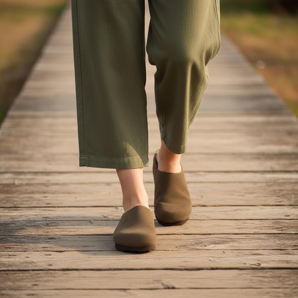 CUSHIONAIRE Lute Genuine Suede Leather Clogs for Women Indoor and Outdoor – Comfortable Slip On Womens Clogs with Cushioned Footbed - Image 2