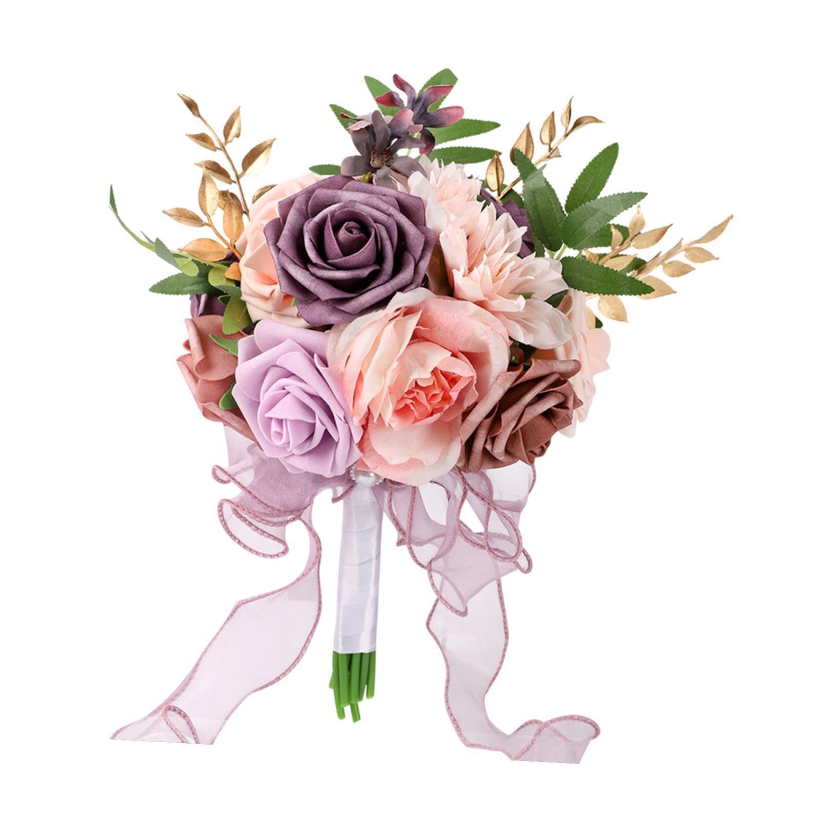 Ktuxzci Which Romantic Wedding Bouquet Bride Hand Floral Arrangements Lifelike Silky Flowers Memorable Celebrations Artificial Roses Bridal Bouquet Tossing