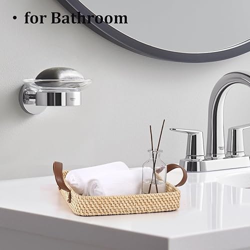 Miniatura 5 de Bandeja de ratán de 10.6 pulgadas con base de madera con incrustaciones de nácar  Bandeja cuadrada de mimbre tejida  Bandeja de mesa auxiliar para