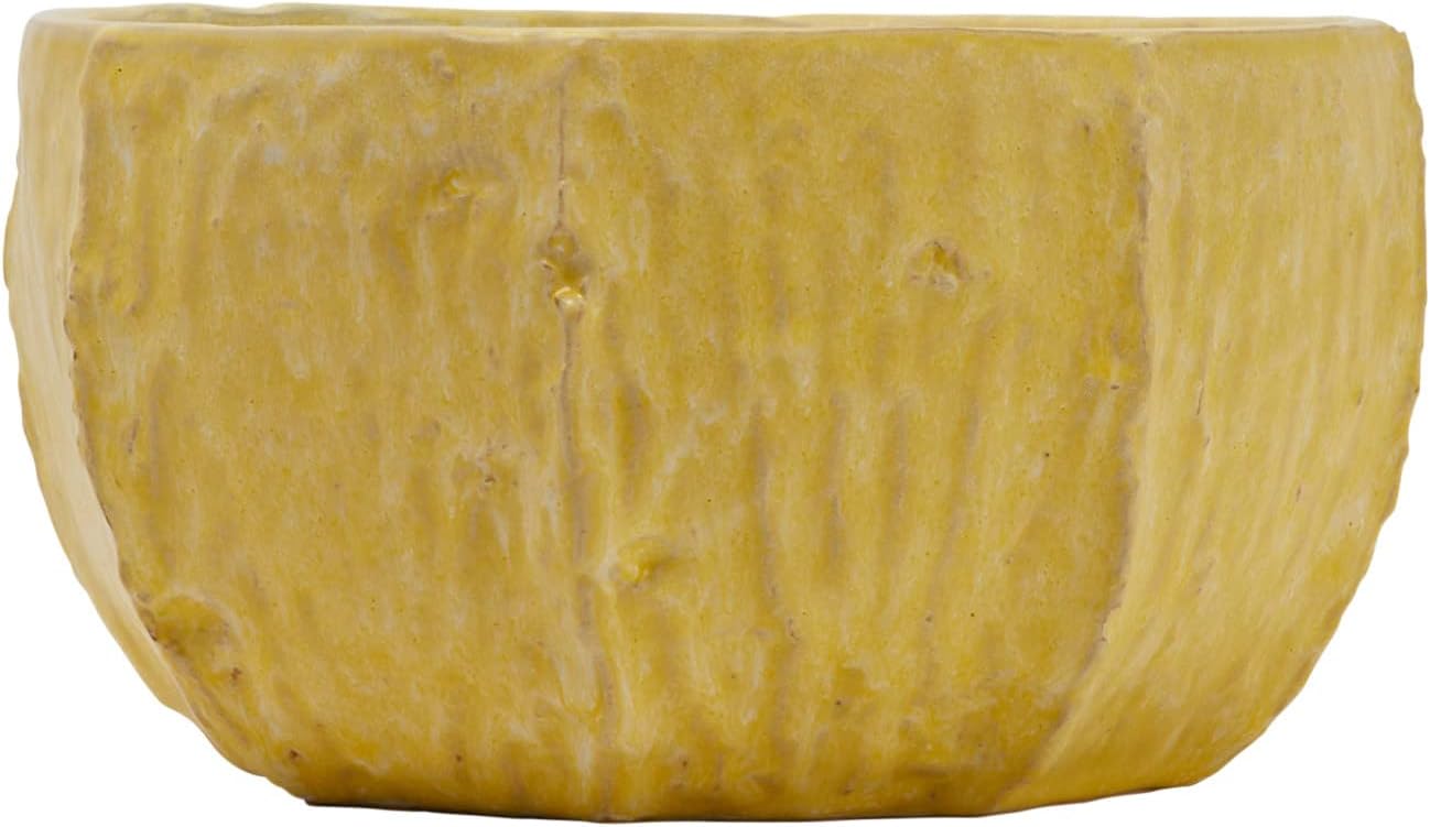 Creative Co-Op Stoneware Planter with Organically Shaped Detail, Yellow