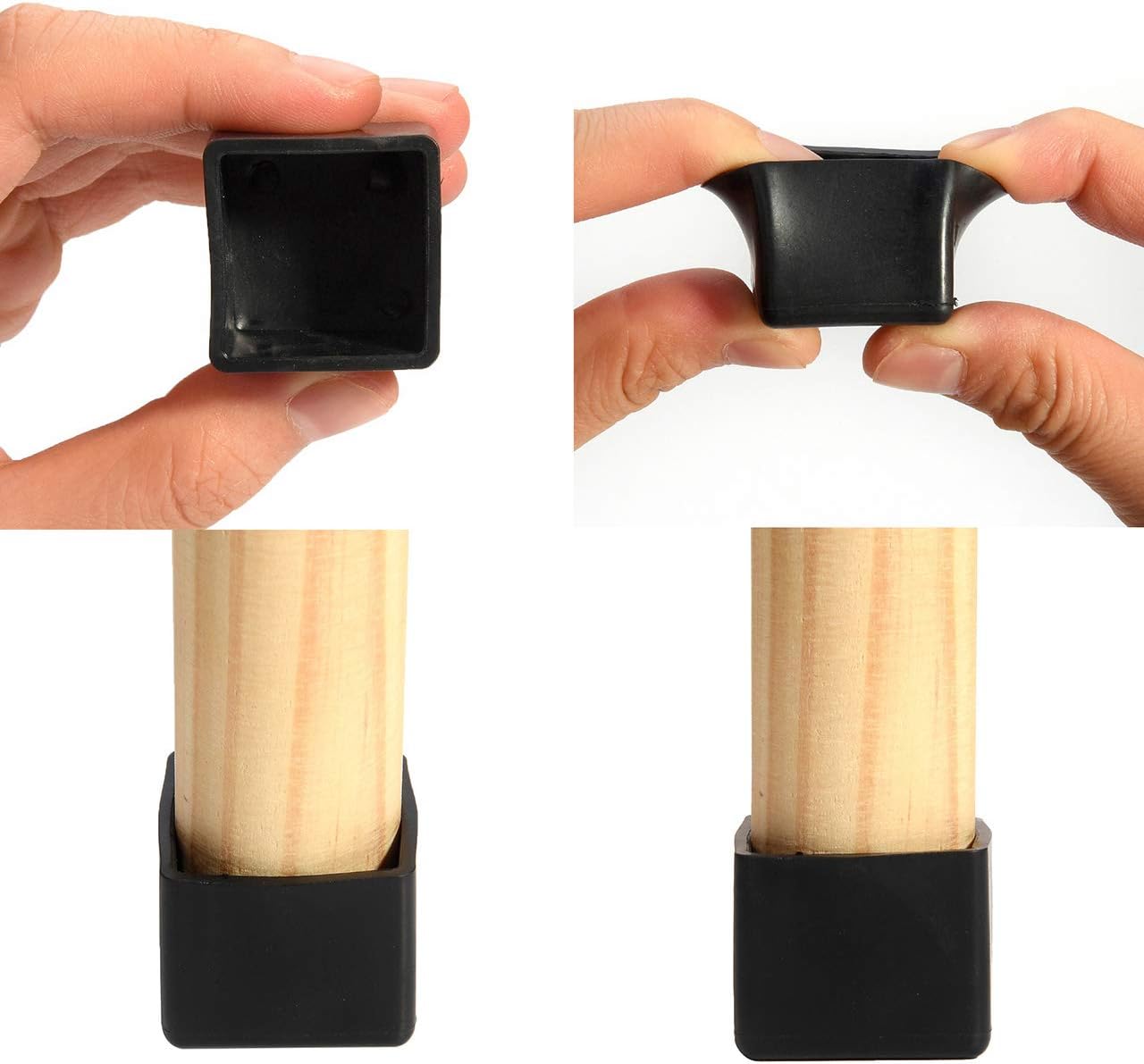 1” x 1” Square Chair Leg Caps, WarmHut 32pcs Black Anti-Slip 1 Inch Chair Leg Floor Protectors Chair Table Bar Stool Leg Covers Furniture Leg Cube Feet