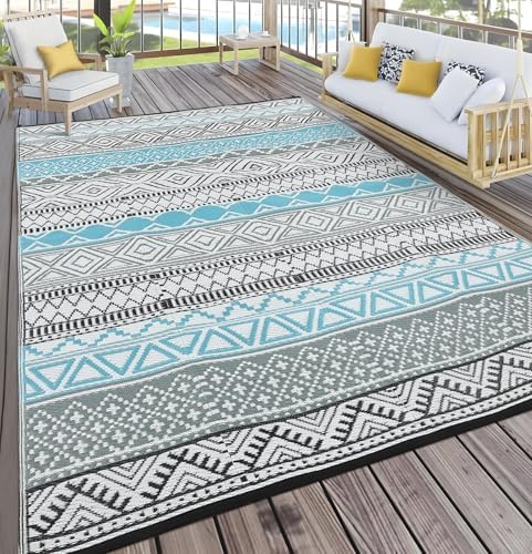 Garvee Boho Outdoor Rug 8x10 Waterproof Plastic Straw Rug for Picnic