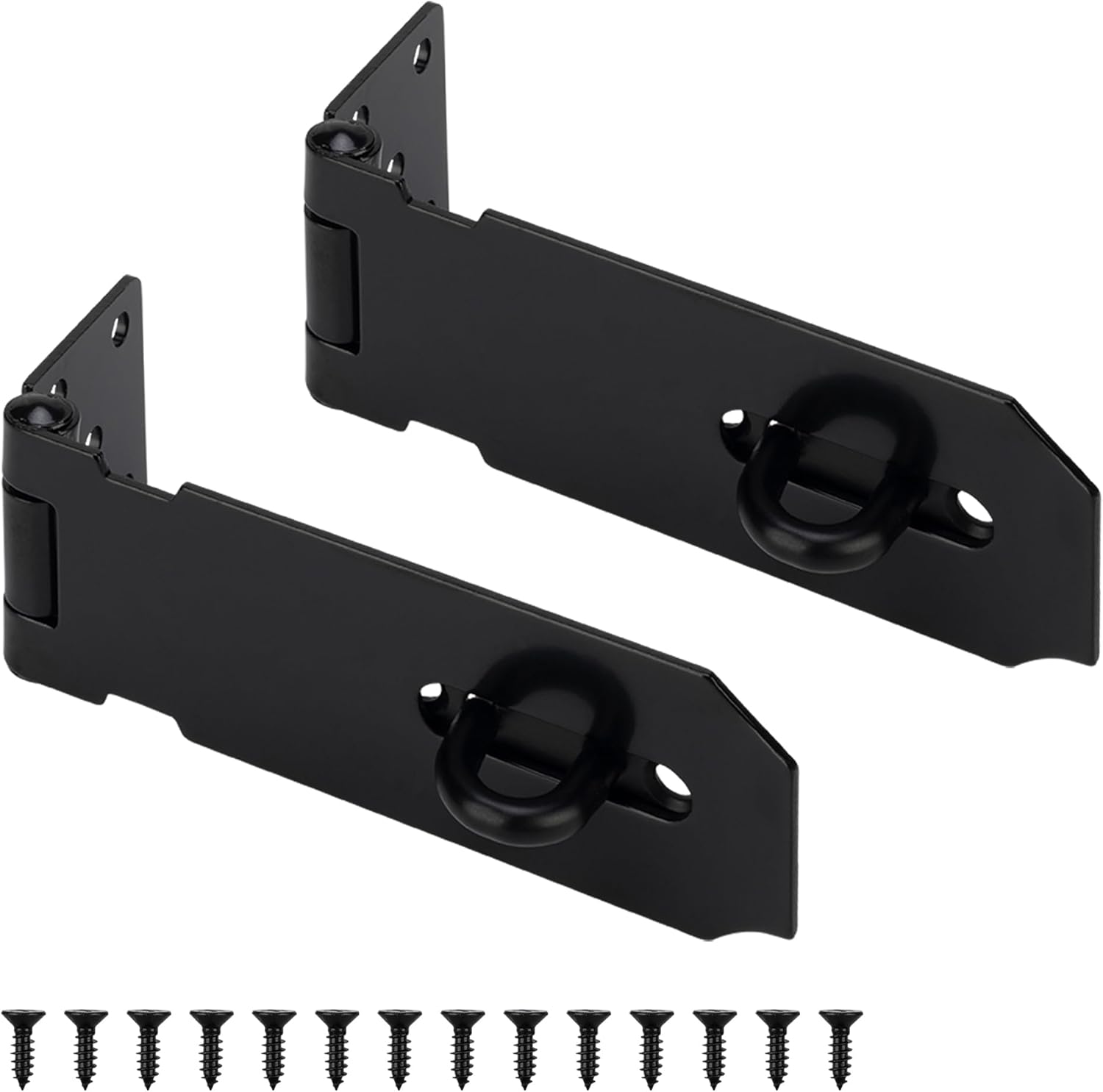 Stainless Steel Hasp Latch, Heavy Duty Hardware Padlock Latch Can be Used on Gates, Bedroom Doors, Cabinets, Sheds, 3 Inch Safety Door Hasp Latch Lock Comes with Screws, Black, 1 Pack