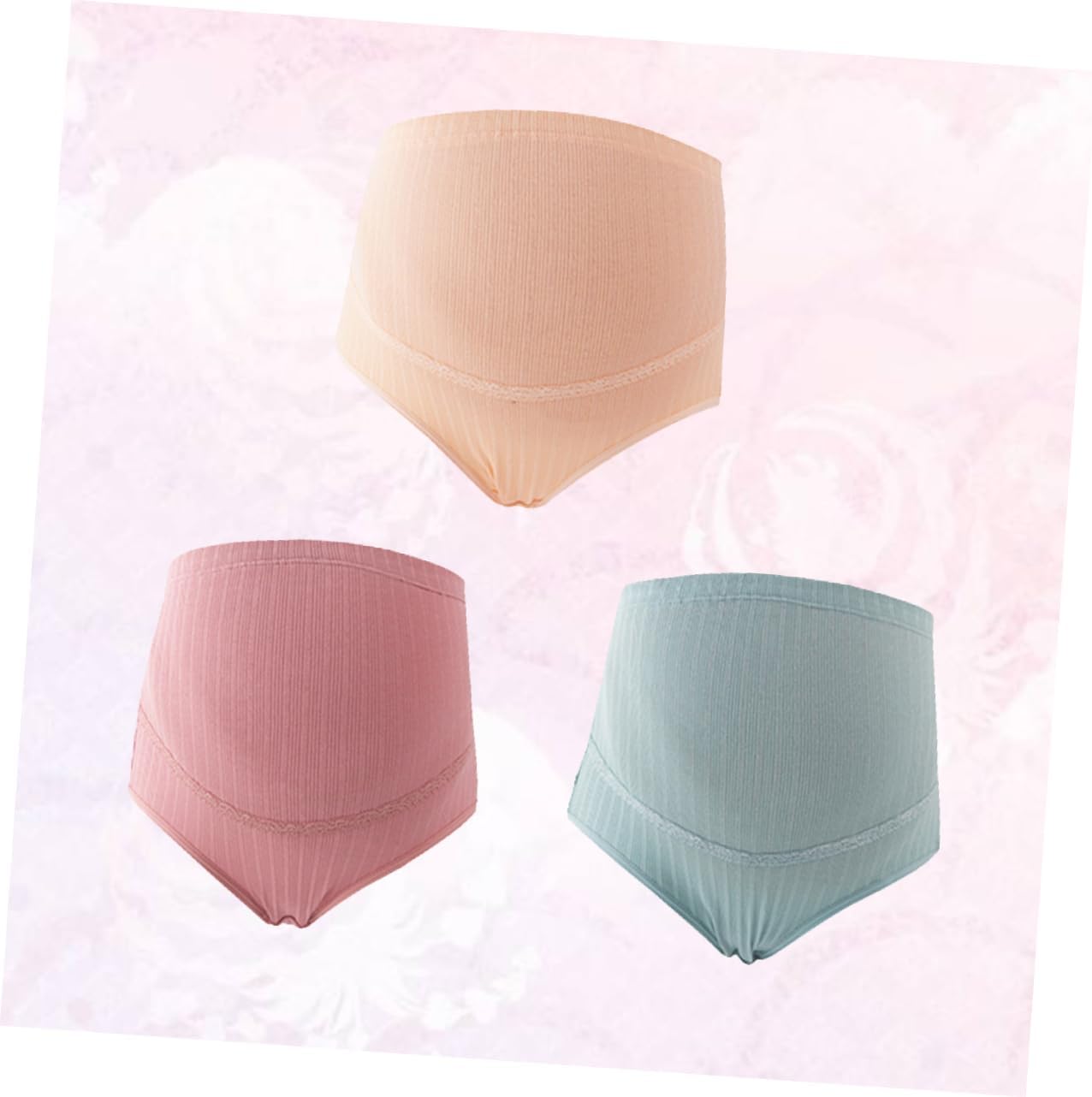COLLBATH Maternity High Waist Pants Cotton Underwear Maternity Pants for Work 3 Pack Assorted Color