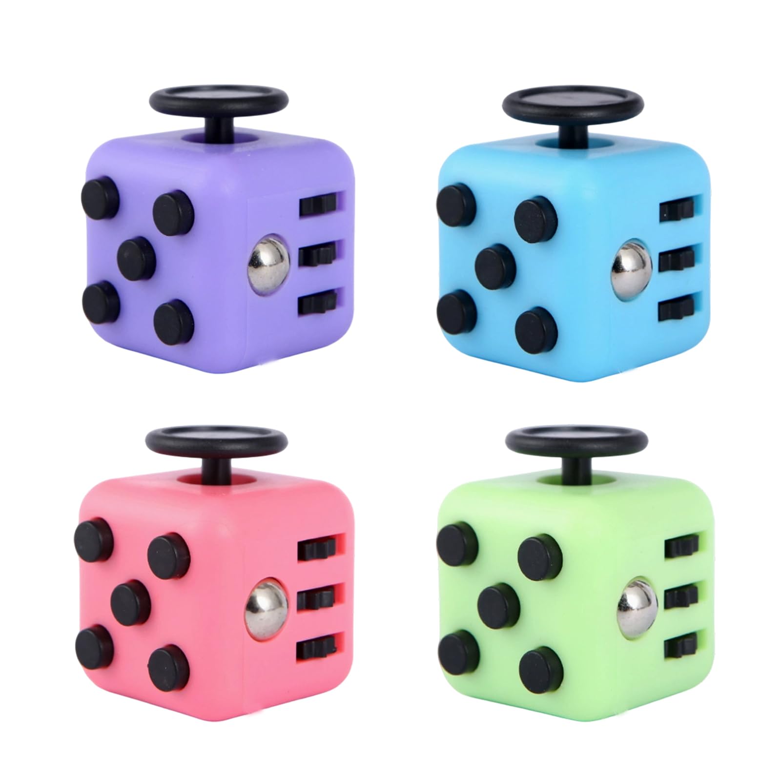 4PCS Fidget Cubes, Portable Durable 6-Sided Stress Relief Sensory Toy