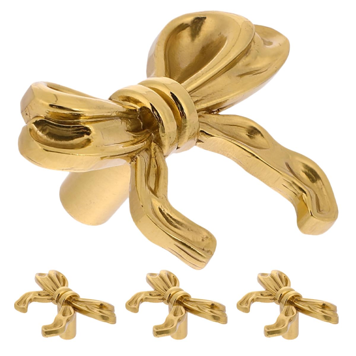 MAGICLULU Pomelli Mobili in Ottone a Forma di Fiocco 4 Pezzi, Design Ergonomico ed Elegante, Manopole Versatili per Cassetti e Armadi in Cucina e Camera