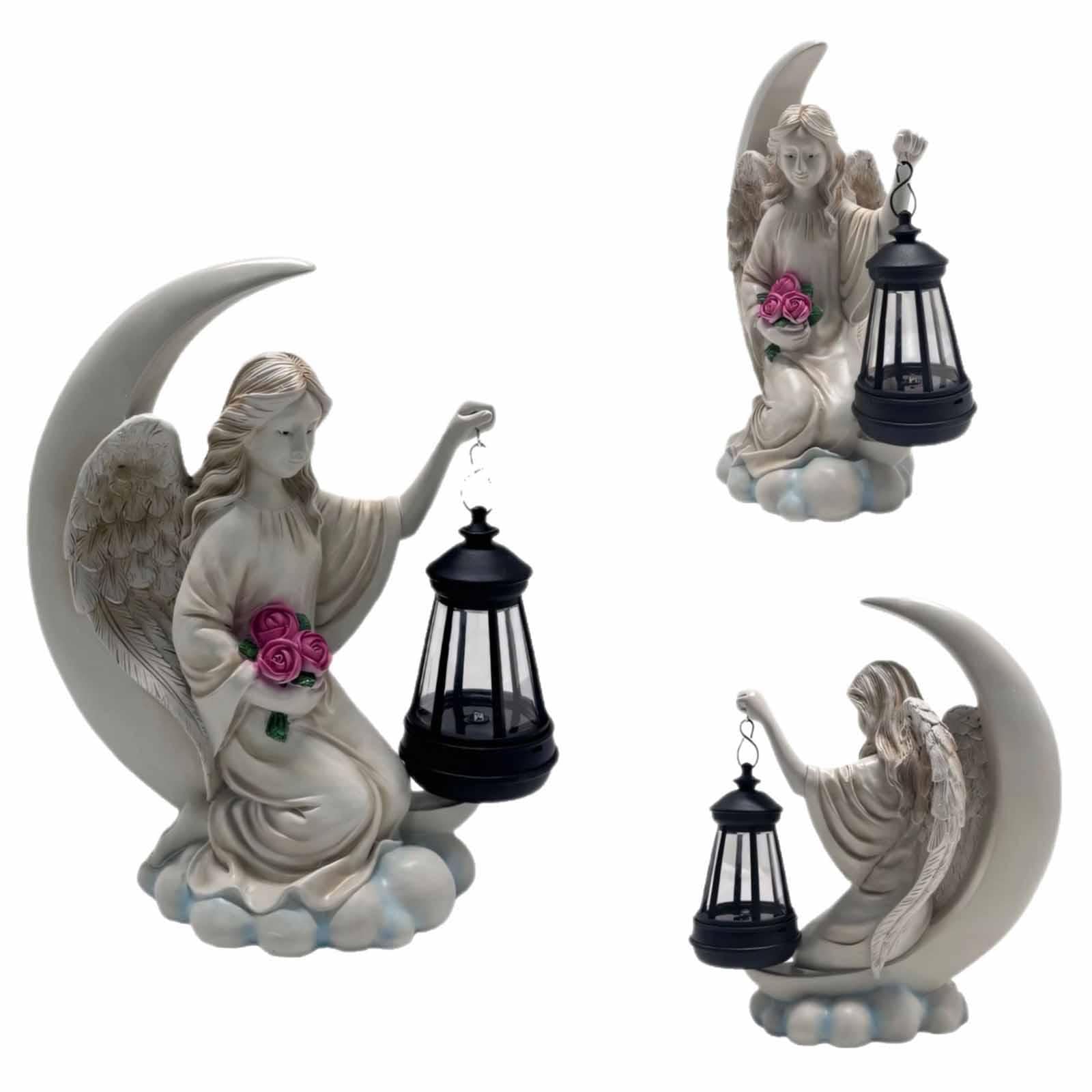 MagiDeal Estatua de ángel para Jardín con Luz Solar, Luz Nocturna para Granja, Figura para Exteriores