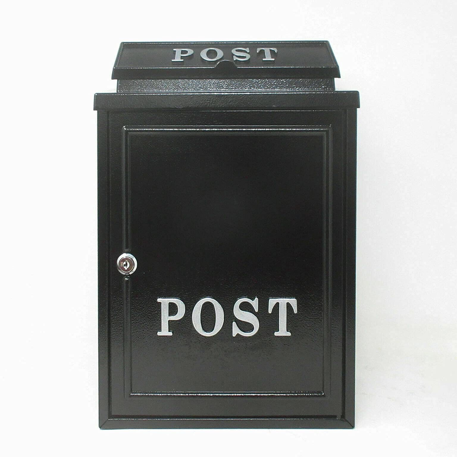 Dwd Black With Silver Post Sign Vintage Decor By Dwd® Weatherproof Post Box Plain Design Personalisable-Lockable Heavy Duty Secure Wall Mounted Letter Mail Post Box Post For Walls/Gates.charming, (Black With Silver Post Sign)
