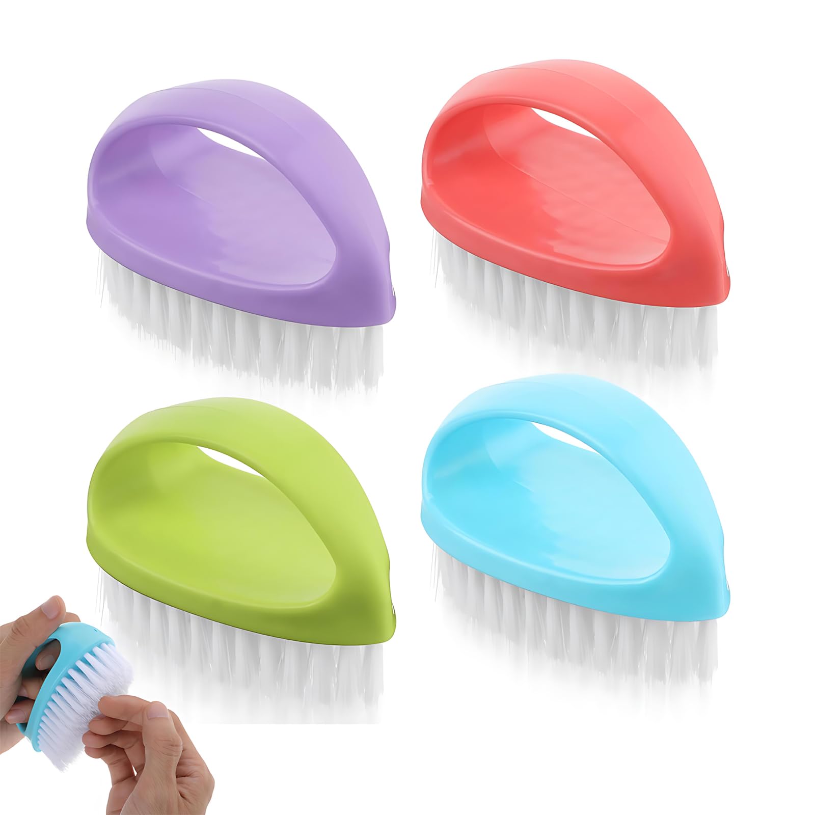 4Pcs Nail Brushes, Nail Brushes for Cleaning Nails 10.5 x 5 x 7 cm Nail Scrubbing Brush with Firm Bristles