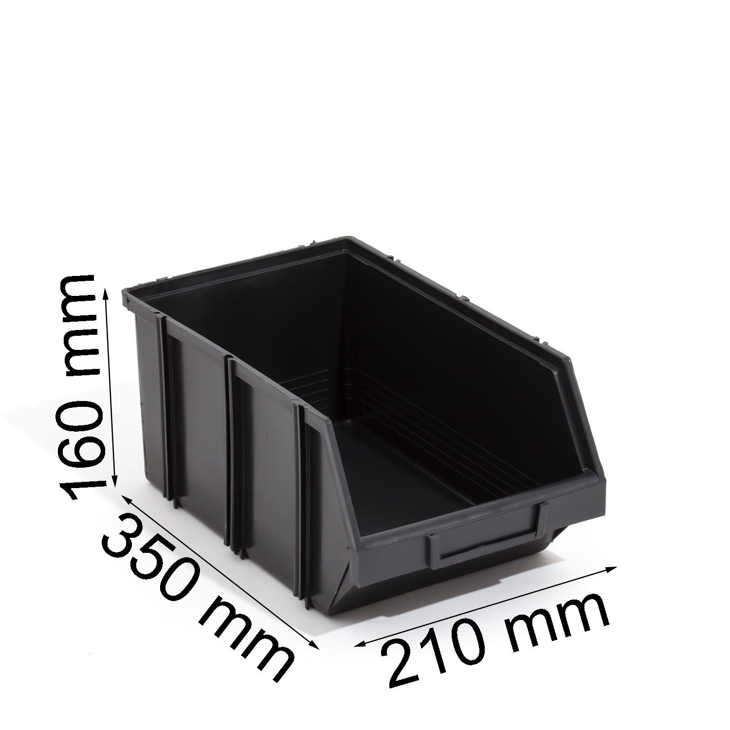 Set 50 box contenitori di stoccaggio sovrapponibili Modulbox 35 x 21 x 16 cm, mis.3 colore: nero