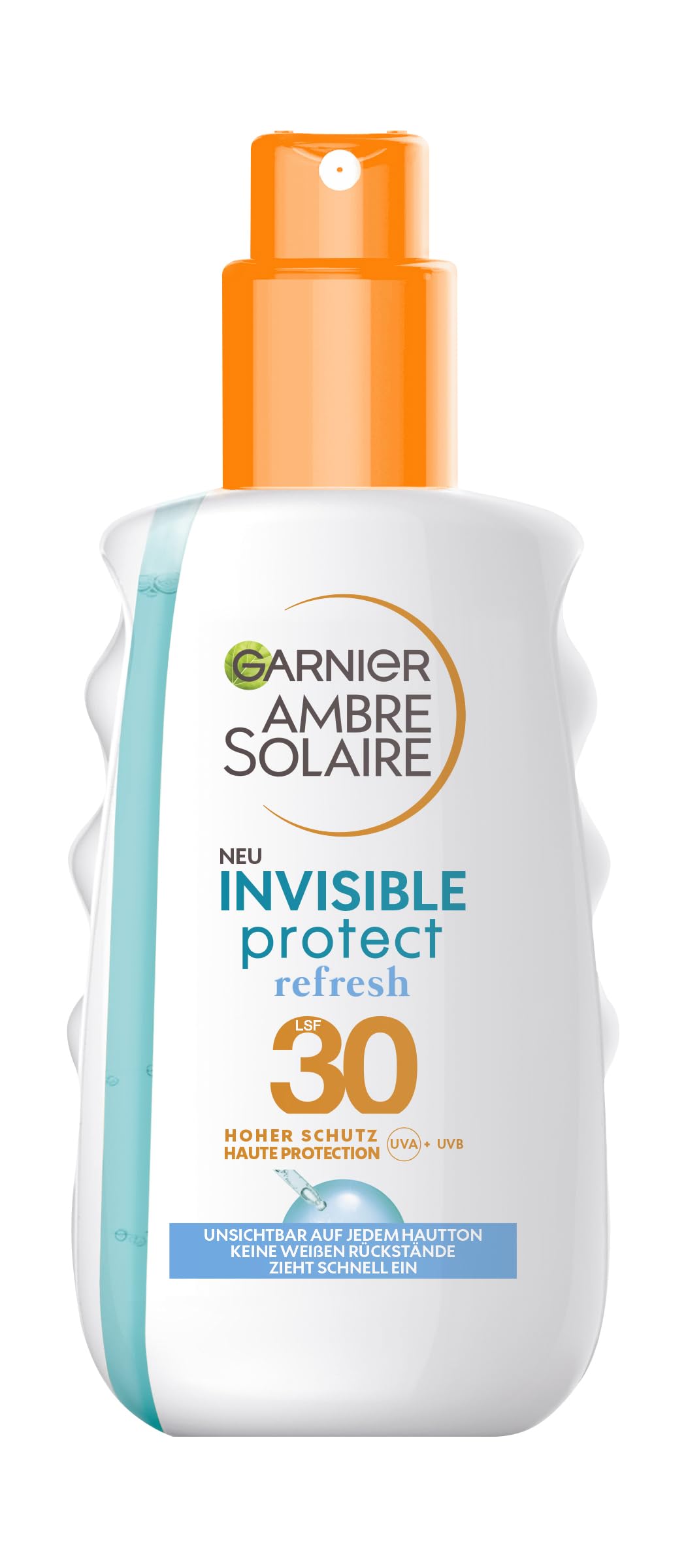 Garnier Spray de protección solar SPF30, crema solar invisible e impermeable con efecto refrescante, Ambre Solaire Invisible Protect Refresh, 1 x 200 ml