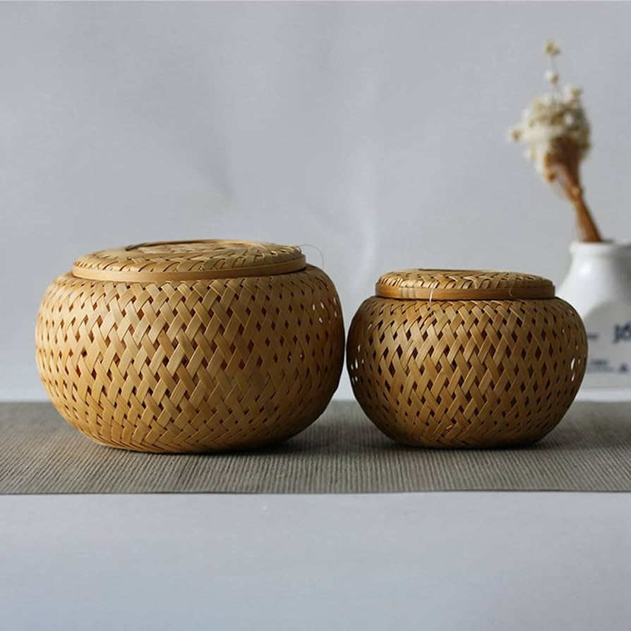 竹工芸作品、かご、物入れ 再販】 職人手作り 竹細工 竹工芸 收納 竹編細工籠 小物入れ籠