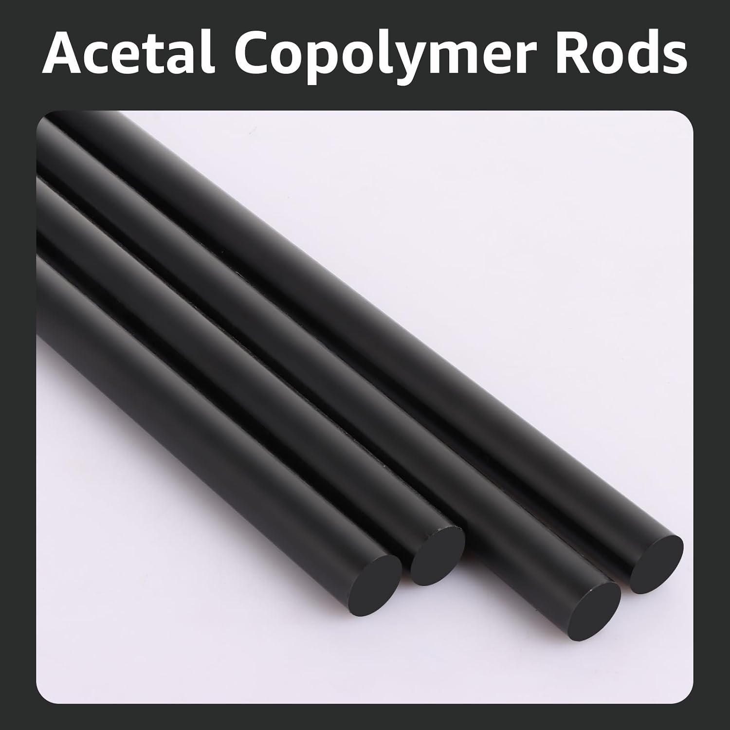 10 PCS Black Plastic Rods 1/2 Inch Round Acetal Copolymer Rods 1/2 Inch Diameter and 12 Inch Length Round Plastic Rods 1/2 in Black Acetal Copolymer Rods Perfect for Non-Marring Fixtures