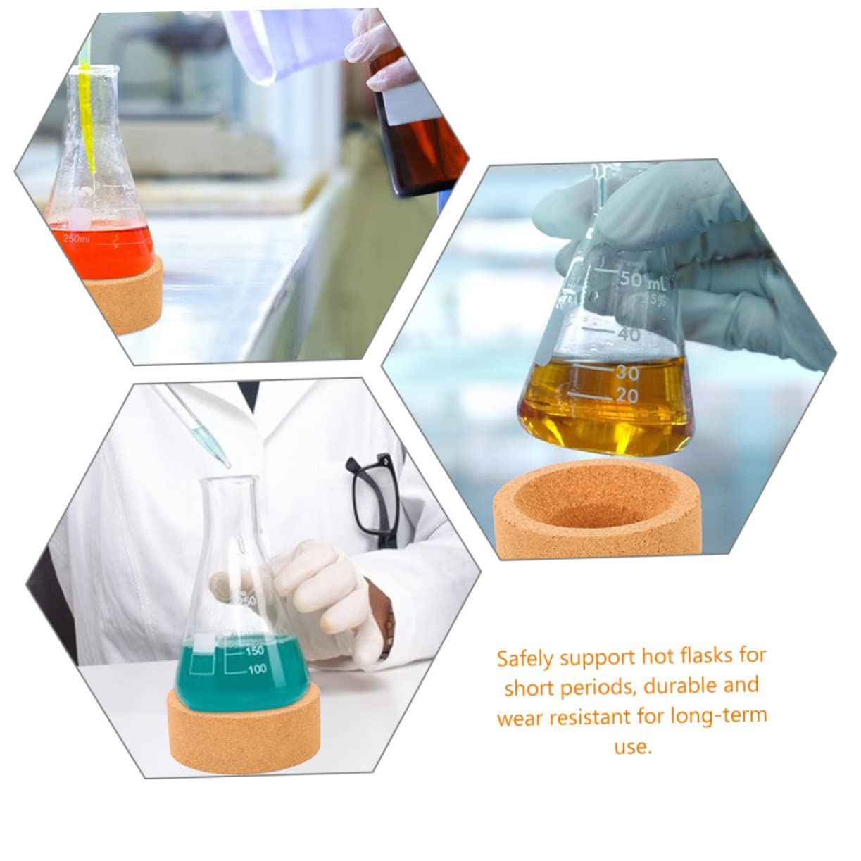 ULTECHNOVO 4pcs Flask Cork Ring Support Cork Flask Stand Base Lab High Friction Coefficient Easy to Use