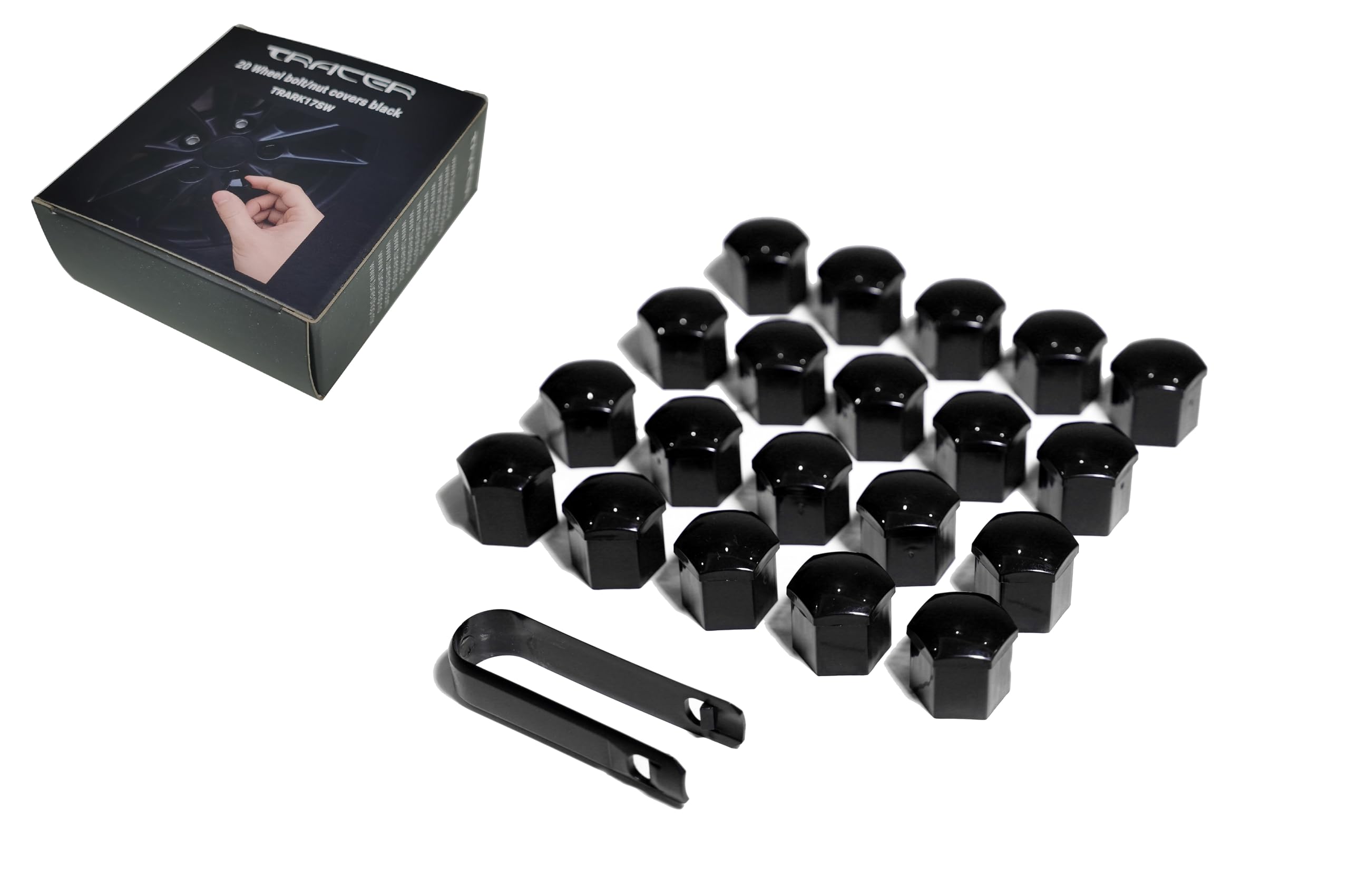 TRACER Copribulloni per Ruote 17 mm Nero Copri Dadi Universali in Plastica