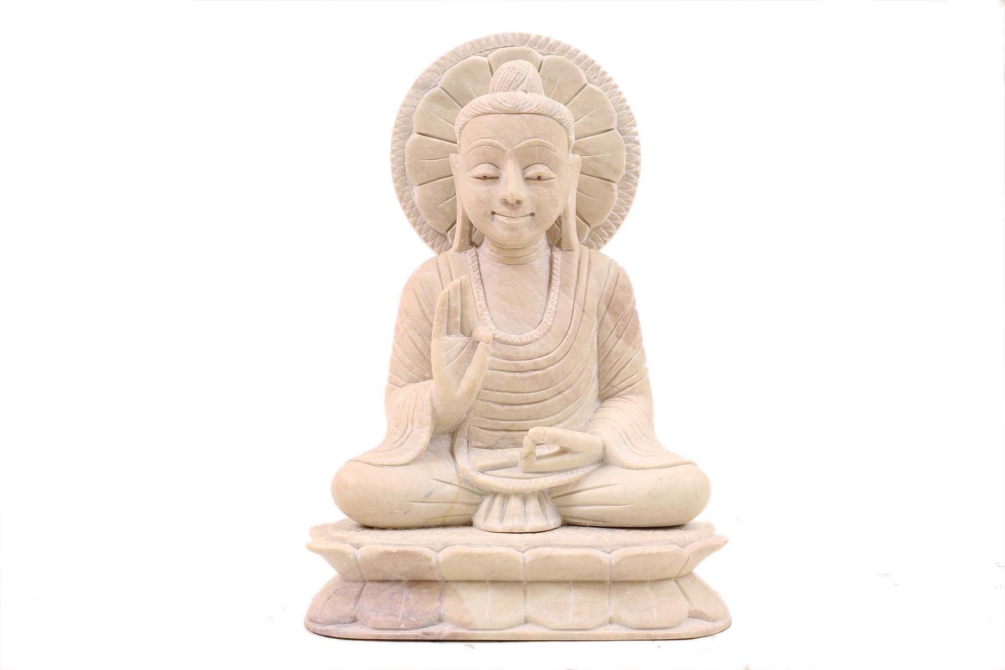 Bouddha idole de marbre precurseur d'elegance artisanat decoratif unique