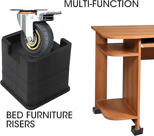 Miniatura 3 de MYMULIKE Elevadores de cama, elevadores de cama de 3 pulgadas para rueda, altura ajustable de 2 o 3 pulgadas, resistente, 6000 libras, elevadores de