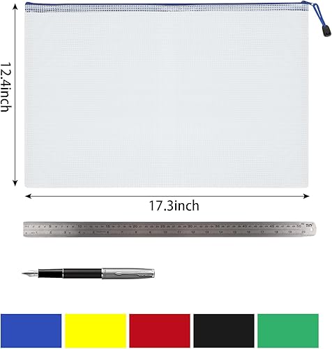 Miniatura 2 de AKOLAFE Paquete de 25 bolsas de malla con cremallera, bolsas grandes con cremallera para organizar sobres de plástico de 17 x 12 pulgadas con