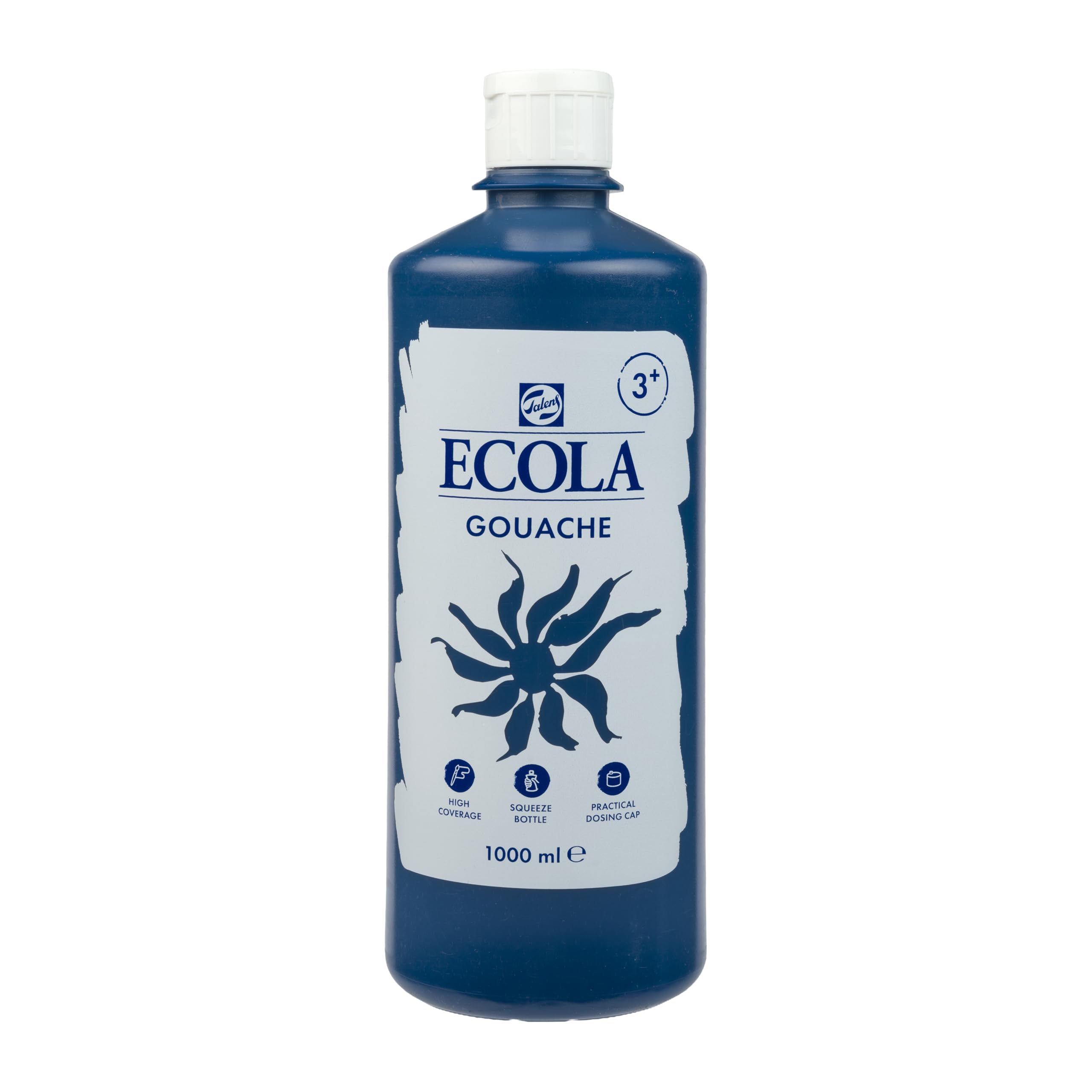 Ecola Poster Colour - Poster Paint 1000 ml Prussian Blue 508 - Intensely Coloured - Water-Soluble - Easy to Clean - Meets European Safety Standards - Ideal for Learning Colour Mixing