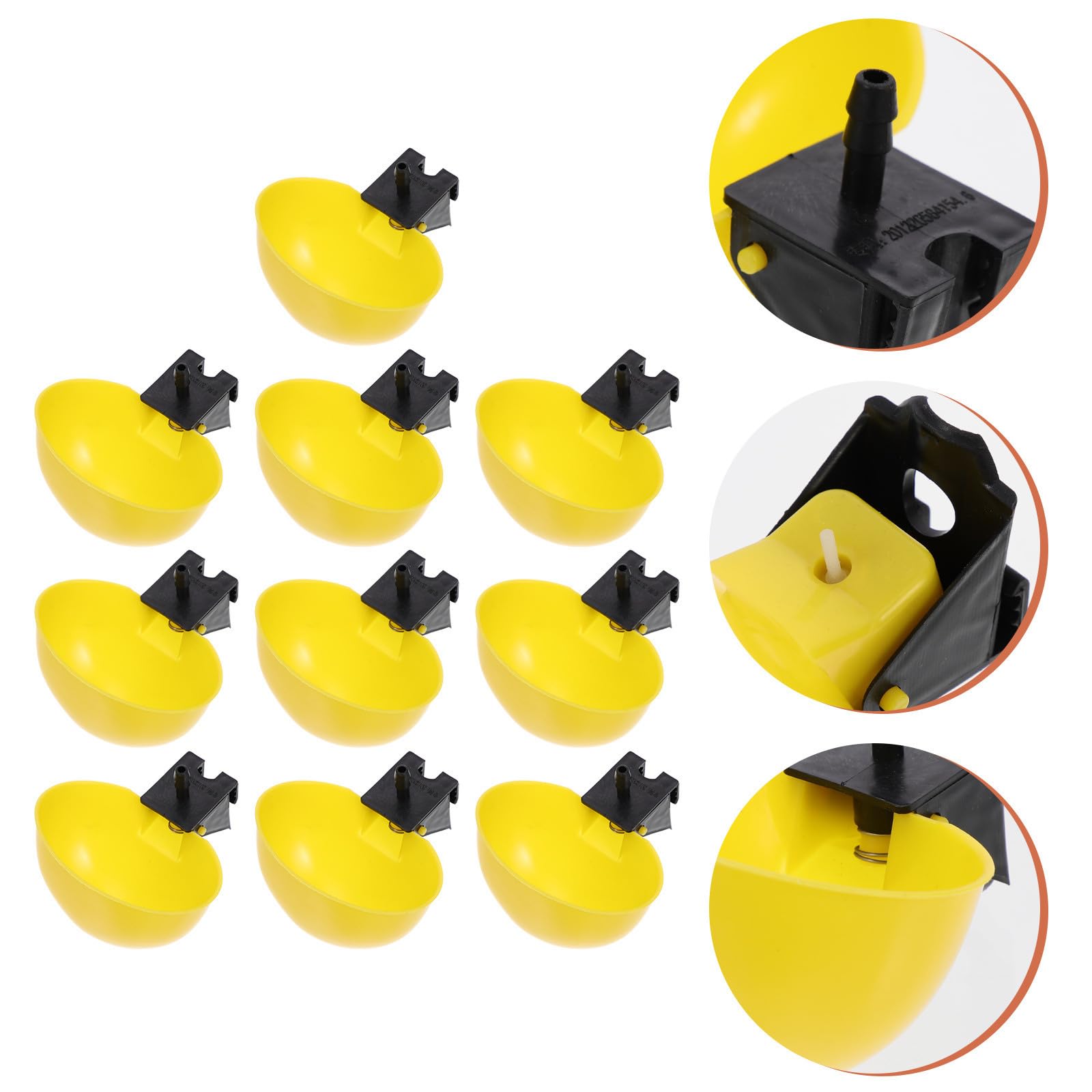 HEALLILY Bebedero Automático para Codornices y Gallinas, 10 Piezas Plásticas Amarillas, Dispensador de Agua para Uso en Granjas