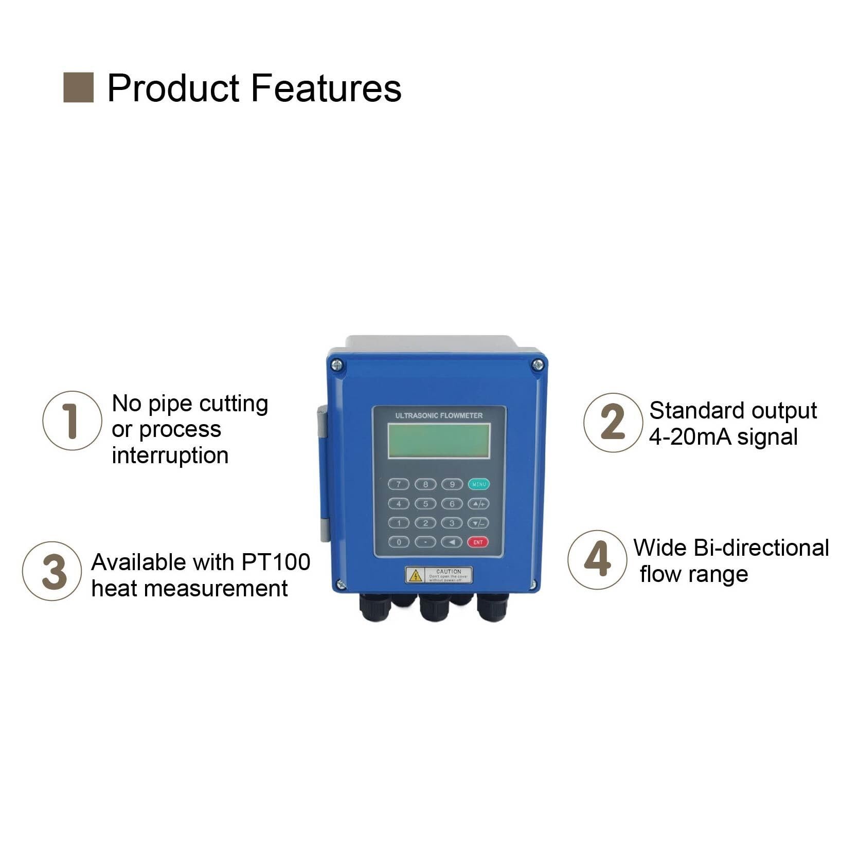 OPFVUJIKX Medidor de Flujo ultrasónico TUF, Sensor de Flujo de líquido Digital Fijo de Pared, medidor de Flujo de Agua en línea for medición de tuberías(M-Probe)